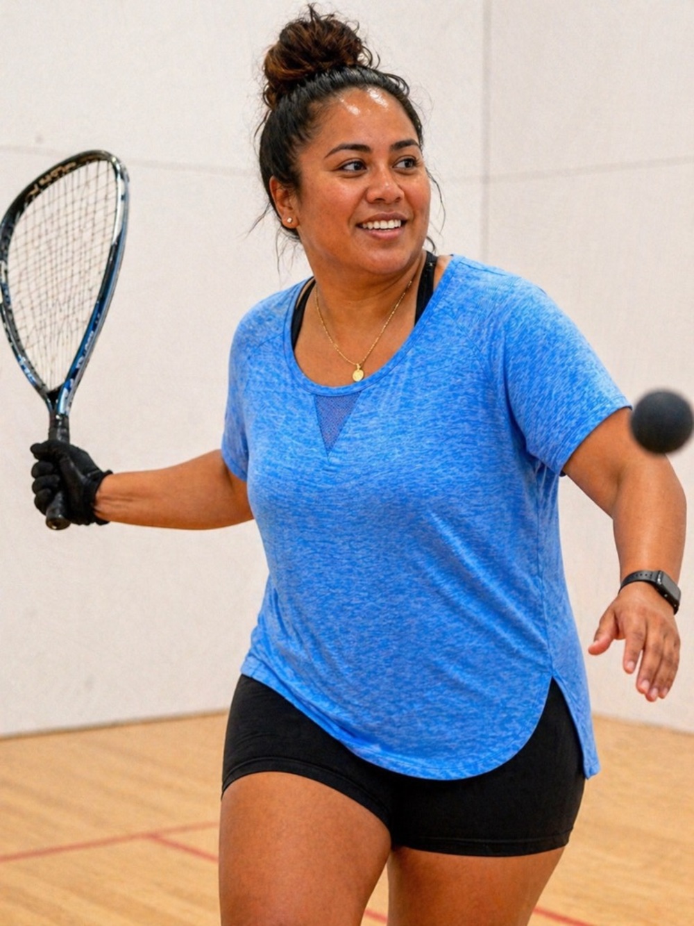 Danskin Blue Heathered Short-Sleeve Athletic Top